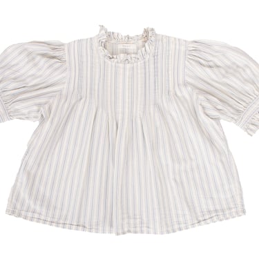 Dôen Pinstripe Ruffle Blouse