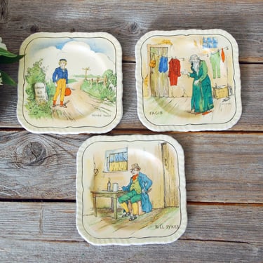 Vintage Alfred Meakin Dickens character plates / set of 3 Alfred Meakin collectable plates / Oliver Twist, Fagin, Bill Sykes plates 