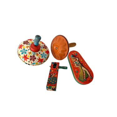 Metal Noisemakers and Spinning Top- Lot of 4 