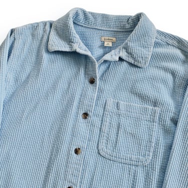 corduroy shirt / LL Bean shirt / 1990s LL Bean Magenta light blue corduroy button up long sleeve shirt Medium 