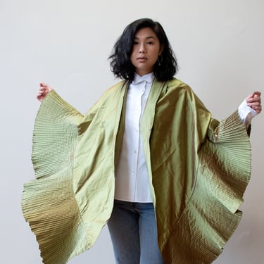 1990s Iridescent Green Silk Wrap | Mary Ann Restivo 