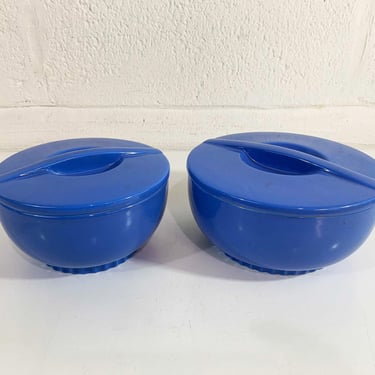 Vintage Refrigerator Dish Blue Hall China Company Round Lidded Container Montgomery Ward & Company Lid Mid-Century Covered Box Deco 1940s 