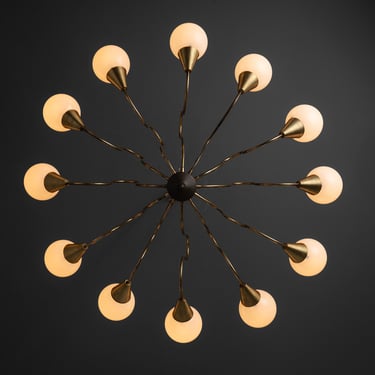 Opaline & Brass Chandelier