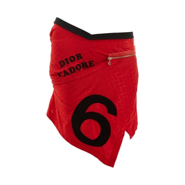 Dior 'J'ADORE' Red Zipper Skirt