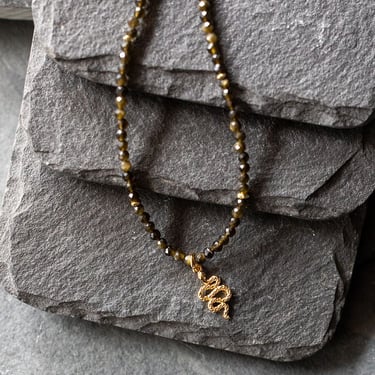 Small Golden Obsidian Snake Necklace