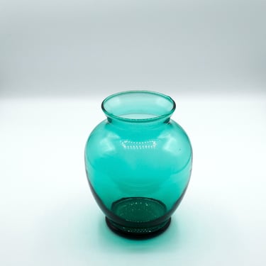 Vintage Aquamarine Glass Bouquet Vase 