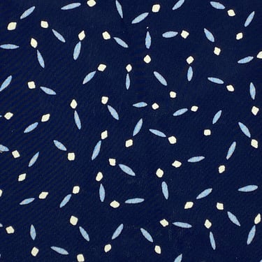 Vintage 1950s Rayon Fabric, MCM Navy Blue Crepe de Chine Geometric Pattern Yardage, 43