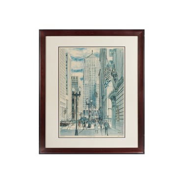 Elich Signed Offset Lithograph Print Chicago Board of Trade Building 
