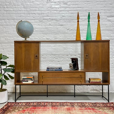 Mid Century MODERN Walnut BAR / BOOKCASE Room Divider by Stanley Furniture Co., c. 1960's 