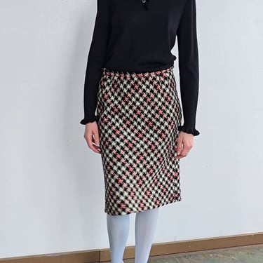 Woven Wool Houndstooth Skirt (M)