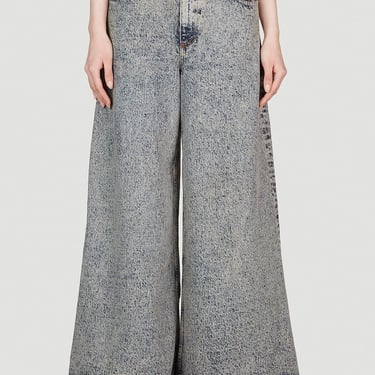 Marni Women Marbled Wide Leg Denim Pants