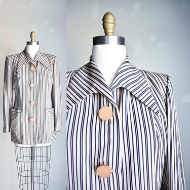 Vintage 1940s Striped Jacket / Vintage 1940s Morris B Sachs Formal Jacket / 1940s Striped Suit Jacket / 1940s Avant Garde Jacket 