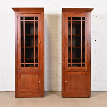 Ethan Allen Shaker Cherry Wood Bookcases or Media Cabinets, Pair