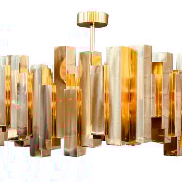 Custom Brass Mid Century Style Abstract Chandelier
