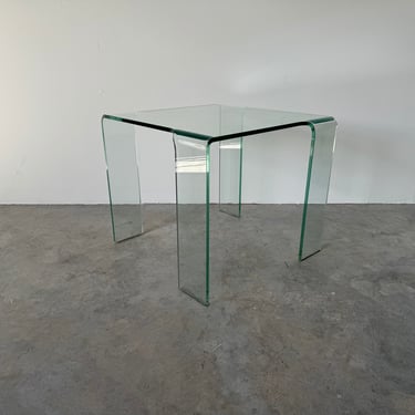 Postmodern  Italian Design Vittorio Livi - Style Green Glass Side Table 