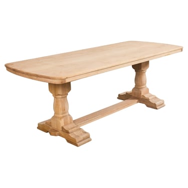 Country French Bleached Oak Farmhouse Trestle Dining Table