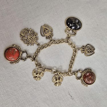 1960s Glass Cabochon Charm Bracelet 