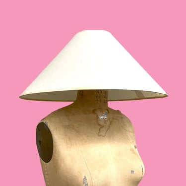 Vintage Lamp Shade Retro 1980s Coolie + Empire + Medium Size + Beige + Eggshell White + Extra Wide + Mood Lighting + Home and Table Decor 