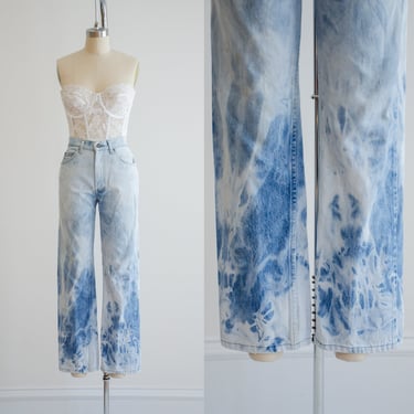 Levi's orange tab jeans 70s vintage tie dye bleach dyed high rise straight leg jeans unisex men's jeans 