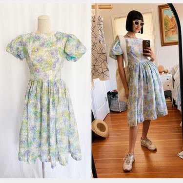 1950’s Small Cotton Puff Sleeve Party Dress 