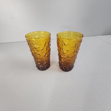 Set of 2 Anchor Hocking Milano Amber Drinking Glasses 