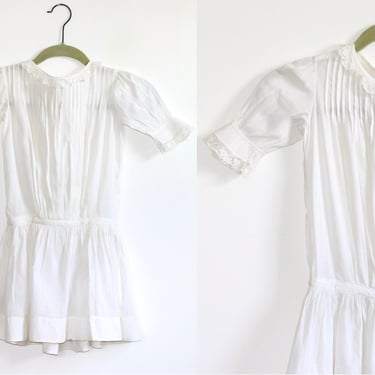Edwardian Heirloom French Batiste Cotton  Girls Drop Waist Summer Dress C. 1900 - 1910 - Size 5 
