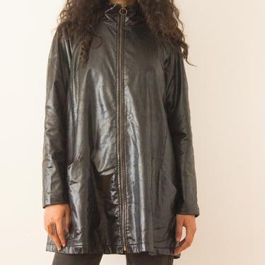 1990s Anna Sui Wet Look Zip Jacket 