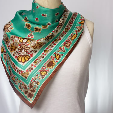 Vintage Floral Print Bandana Scarf | Boho Head Scarf | 27