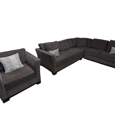 Dark Grey L-Shaped Sectional w/ Chair