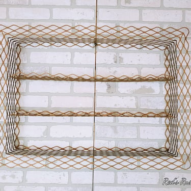 Mid Century Brass Wire 3 Level Wall Shelf 