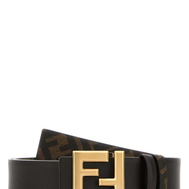 Fendi Men Black Leather Reversible Belt