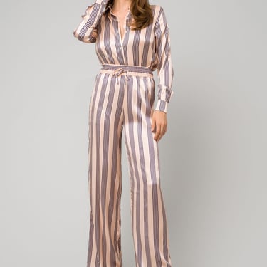 The Wide Leg Pant | Retro Stripe in Ivory & Navy