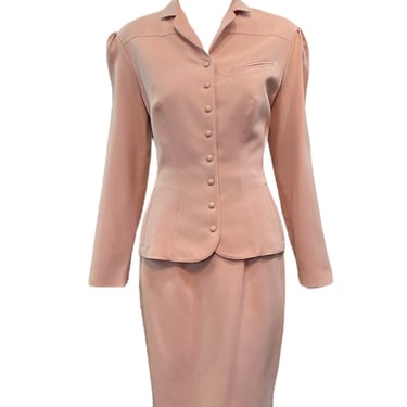 Thierry Mugler 90s Dusty Pink Skirt Suit with Buckle Back