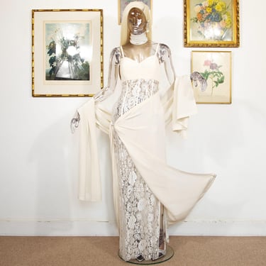 vintage 1990s silk beaded dress 90s Beaded Nude Illusion Gown main image 1