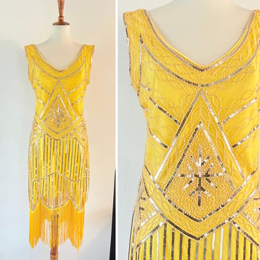 Vintage 20s style sequin tassels flapper dress 