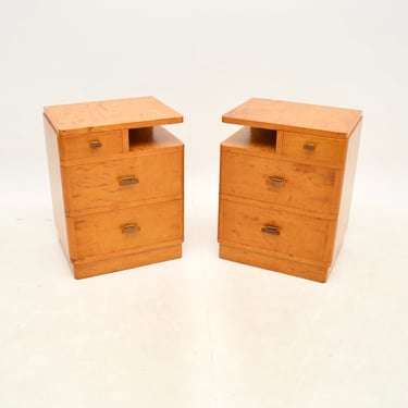 Pair of Swedish Art Deco Satin Birch Bedside Chests