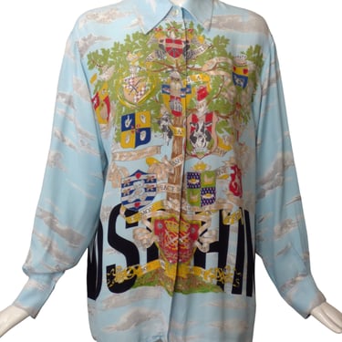 MOSCHINO JEANS- 1990s Rayon Print Blouse, Size 6
