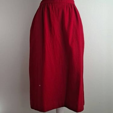 Vintage 1970's Koret Red High Waist Wool Skirt 27
