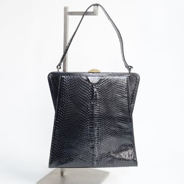 1950s Black Reptile Skin Purse 