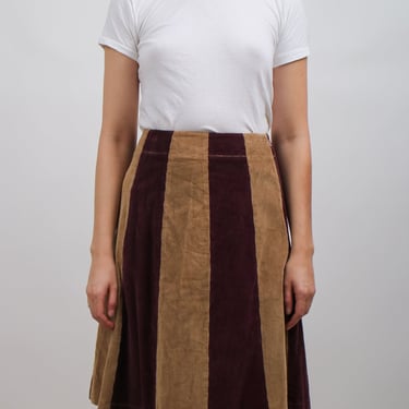 2000s Y2K Does 1970s Two Tone Corduroy Skirt