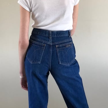 25 Calvin Klein jeans / vintage 90s high waisted dark wash petite designer Calvin Klein jeans made in USA | size 25 
