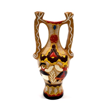 VINTAGE: Colorful Pottery Vase - Ceramic Vase - Hand Painted Vase - SKU 24-B-00010456 