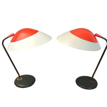 Gerald Thurston for Lightolier Table Lamps Pair Lamp Mid Century Modern 