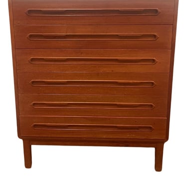 Danish Modern Teak Tall Dresser Chest of Six Drawers