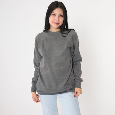 Vintage 90s Jerzees Sweatshirt S Heather Grey Raglan Sleeve Plain Slouchy Crewneck Pullover Sweater Plain Solid Blank Shirt 1990s Medium 