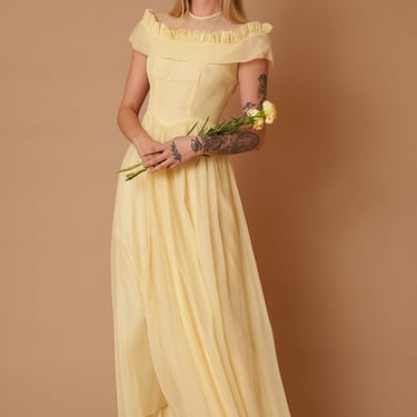 Canary Ruffle Gown - S