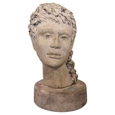 Antique Ceramic Female Rotating Bust Sculpture 