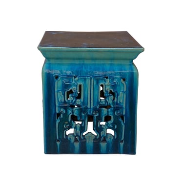 Chinese Ceramic Square Turquoise Green RuYi Garden Stand Table cs6997E 