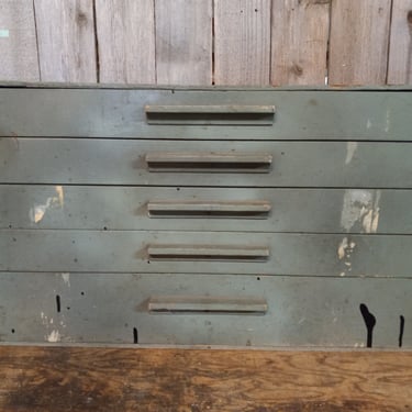 Vintage 5 Drawer Wood Tool Chest, 24 x 11.75 x 13.75