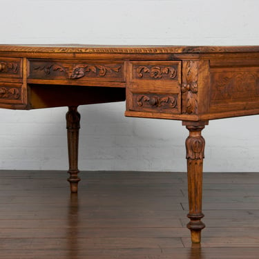 Late 19th Century French Napoleon III Oak Writing Desk 